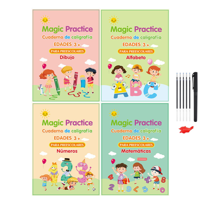 Writing practice with magic groove books for children