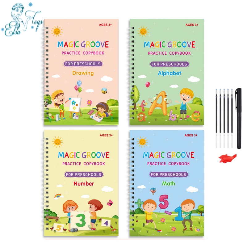 Writing practice with magic groove books for children
