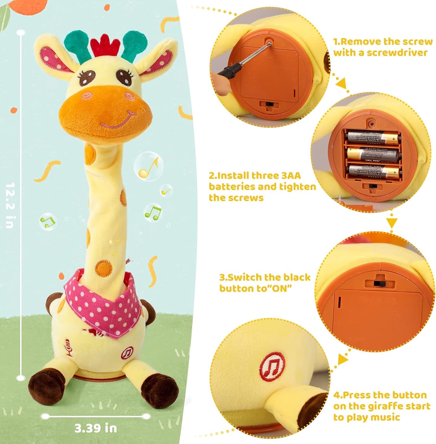 🎉 Interactive Dancing Giraffe Toy - Sings, Repeats & Dances!🦒