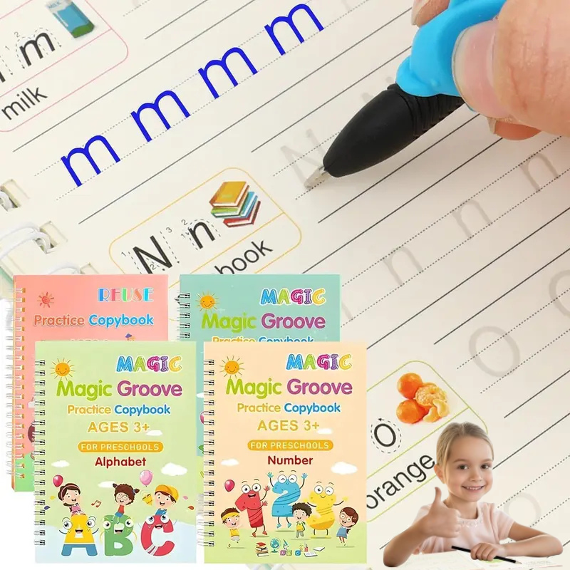 Writing practice with magic groove books for children