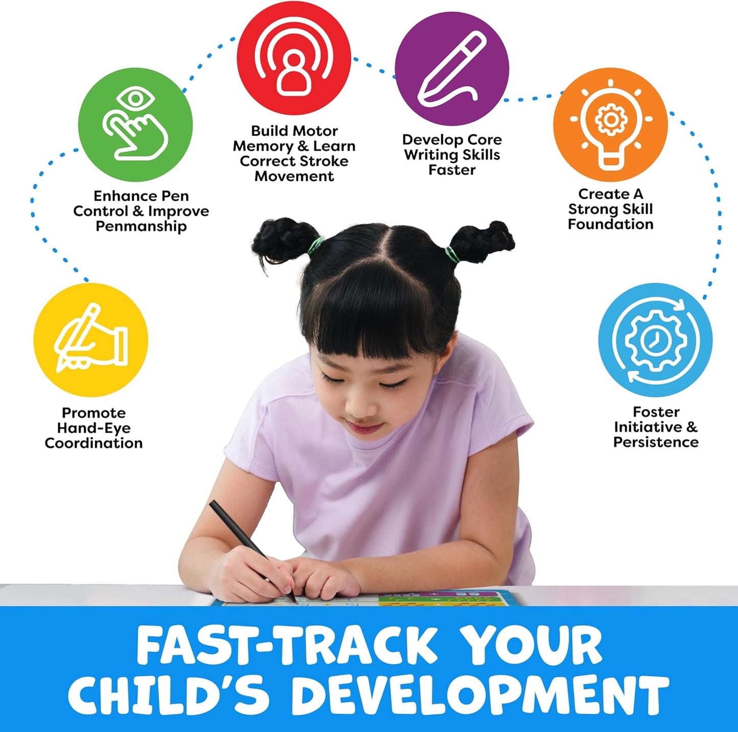 Writing practice with magic groove books for children