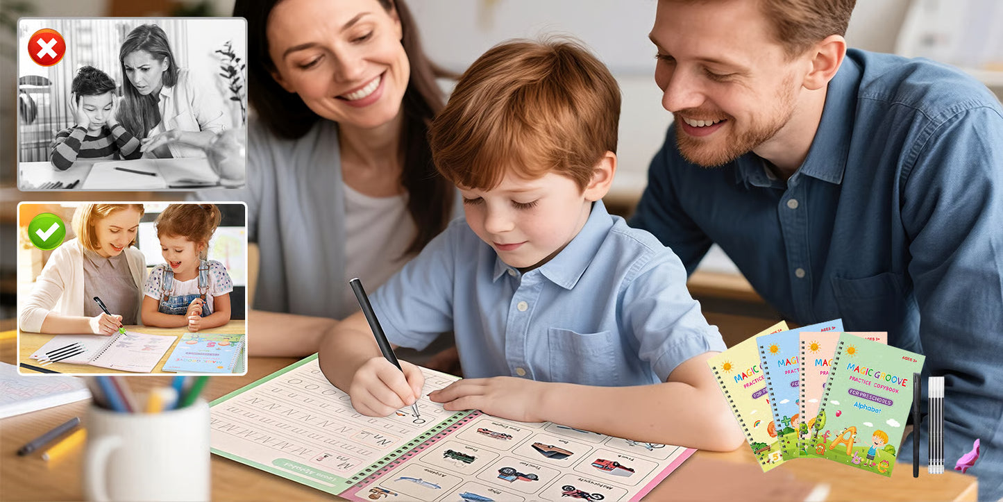 Writing practice with magic groove books for children