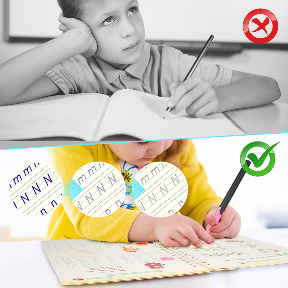 Writing practice with magic groove books for children