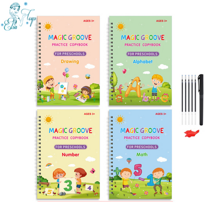 Writing practice with magic groove books for children