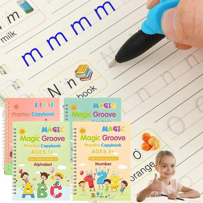 Writing practice with magic groove books for children